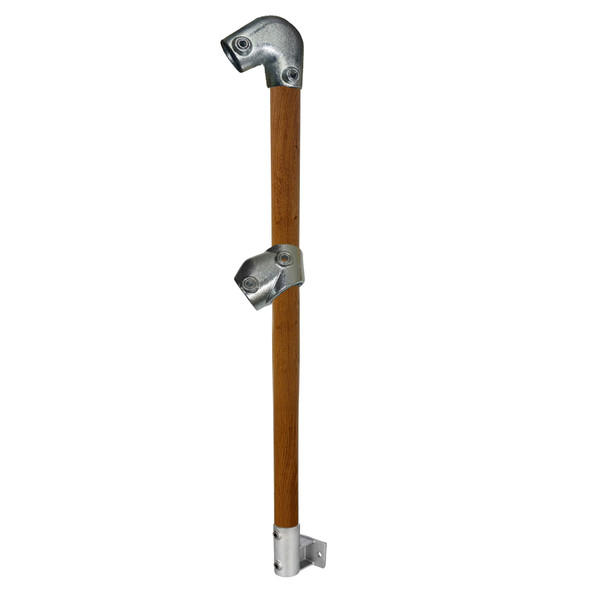Ezyrail - End Stanchion (Fall) w/ Rail Mount Fixing Plate - 31°- 44° - Timber Look
