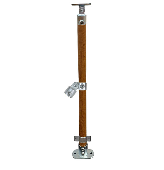 Ezyrail - End Landing Stanchion Top & Mid Rail with Kick Panel Attachment - Timber Coated