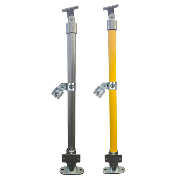 Ezyrail - Landing End Stanchion Top & Mid Rail - With Kick Panel Attachment - Yellow or Galvanised