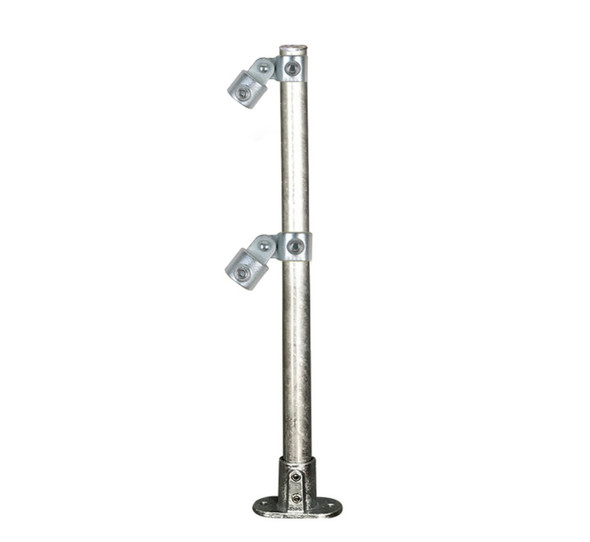 Ezyrail - End Double Landing Stanchion With Top & Mid Rail - Yellow or Galvanised