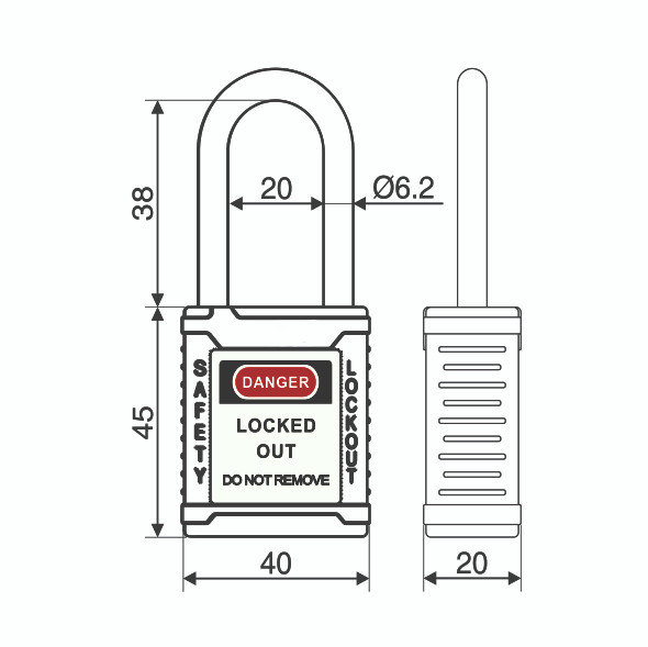 LOTO Padlock - Keyed Alike - Red 