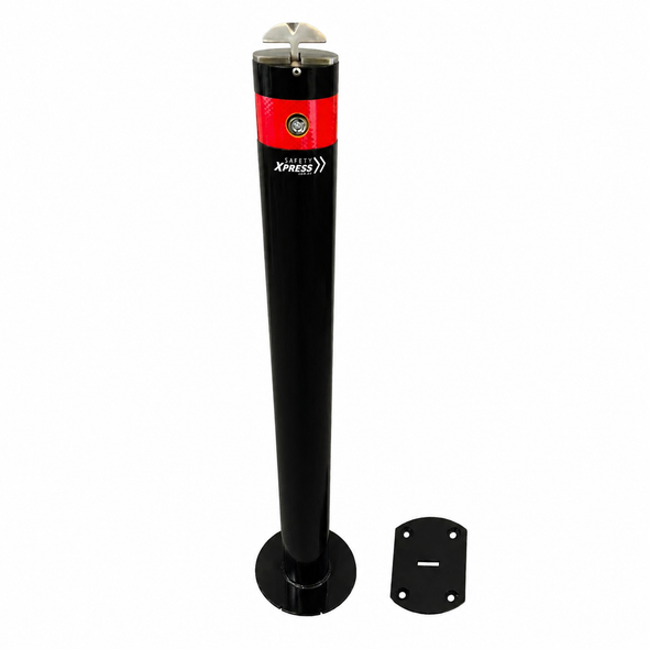 Removable 90mm Bollard - Surface Mount Slider Type T-Handle - Keyed Alike - Black Powdercoated