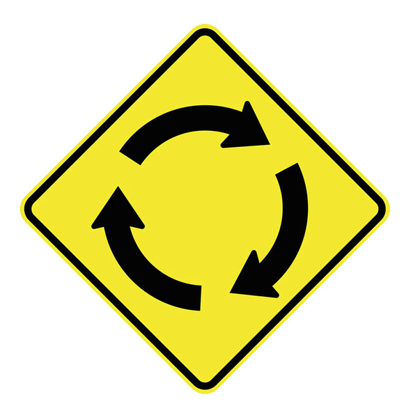 Roundabout Ahead Sign - Class 1 Reflective Aluminium - Diamond