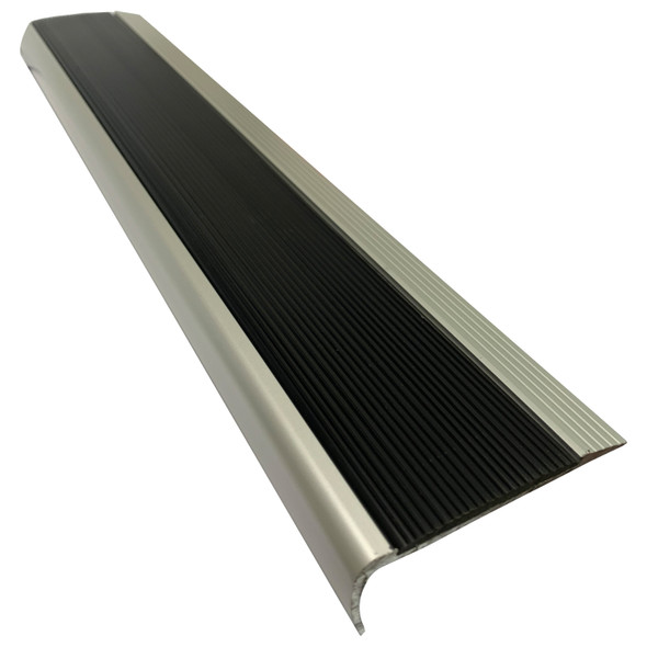 Aluminium Stair Nosing w/ Rubber Insert 75mmx30mm - Yellow OR Black OR Grey - Per Metre