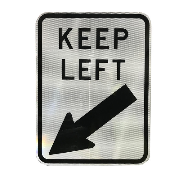 Keep Left Sign (450mm x 600mm) - Class 1 Reflective Aluminium