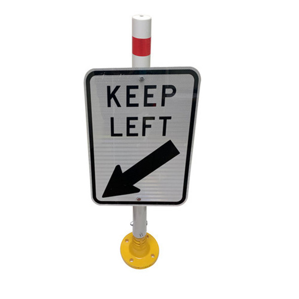 Keep Left Sign Kit with Flexible Sign Post and Brackets