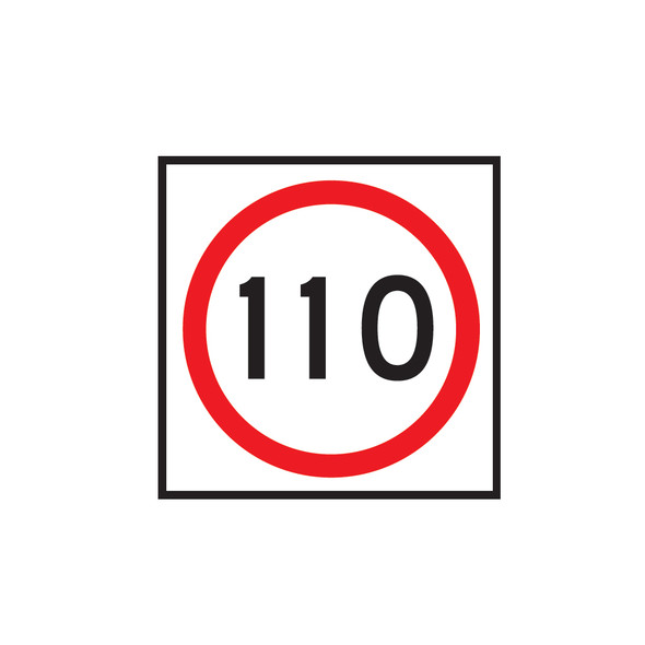 110km Speed Restriction Sign (600mmx600mm) - Corflute
