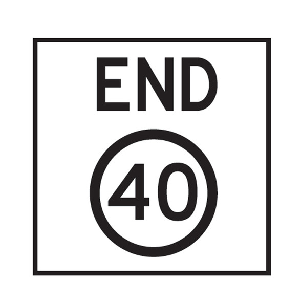 End 40km Speed Restriction Sign (600mm x 600mm) - Corflute