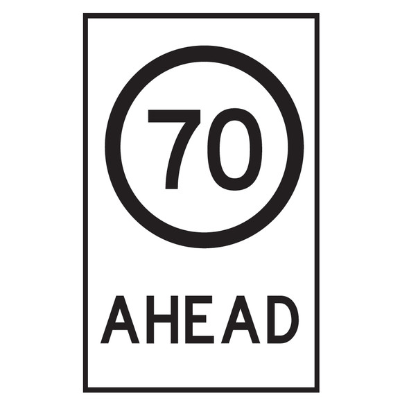 70KM Speed Restriction Ahead Sign - (600mm x 900mm) - Corflute