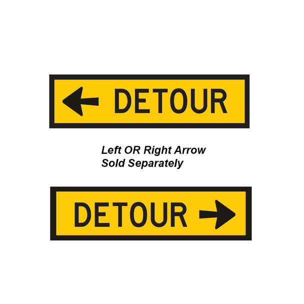 Detour Sign with Left OR Right Arrow- (1200mmx300mm) - Corflute