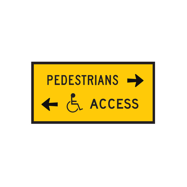 Accessible Path & Pedestrian Path Sign -  Left OR Right Arrows - (1200mm x 600mm) - Corflute