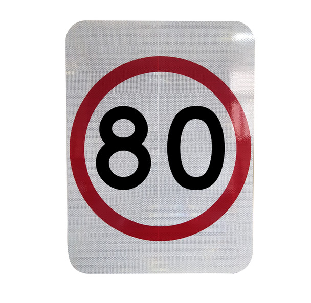 80km Speed Restriction Sign (450mm x 600mm) - Class 1 Reflective Aluminium
