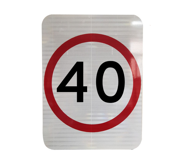 40km Speed Restriction Sign (450mm x 600mm) - Class 1 Reflective Aluminium
