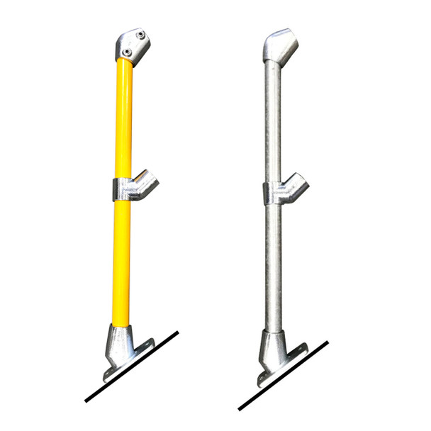 Ezyrail - End Stanchion w/ Base Fixing Plate - 45° - Galvanised Or Yellow