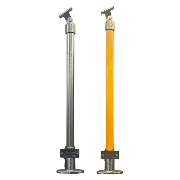 DDA Stanchion Base Plate 11°- 30° - w/Kick Panel Att. Bracket - Galvanised Or Yellow