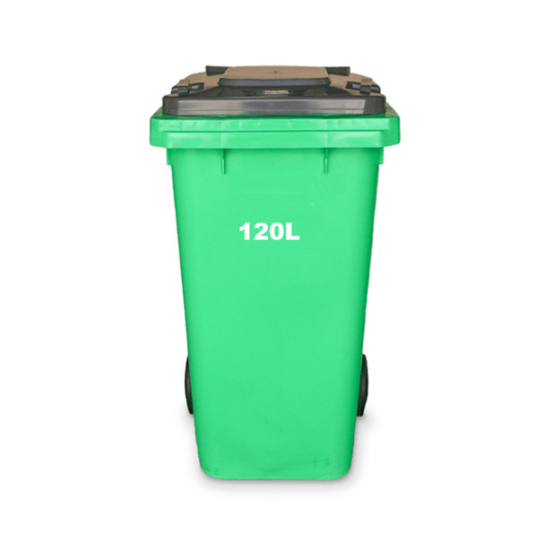 120L Wheelie Bin - For General Purpose Spill Kits - Lime Green Bin with Gray Lid