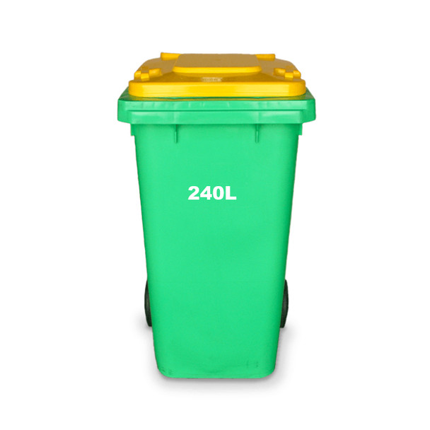 240L Wheelie Bin - For Hazchem / Chemical Type Spill Kits - Lime Green Bin with Yellow Lid