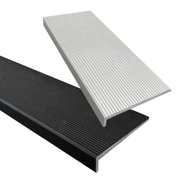 RippleTread Corrugated Aluminium Stair Nosing - Clear OR Black - Per Metre