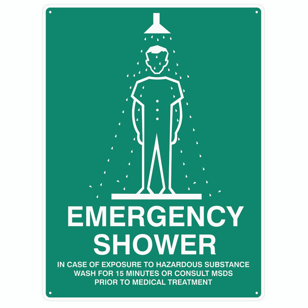 Emergency Shower Safety Sign - Poly - (225mm x 300mm)
