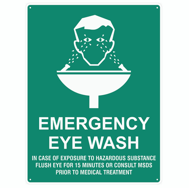 Emergency Eye Wash Station Safety Sign - Metal