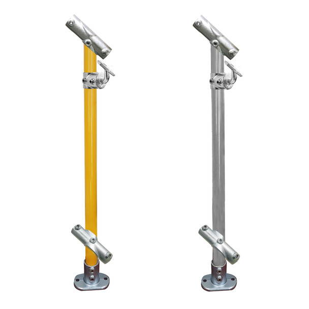 Through Stanchion with Straight Base Plate 37° - Offset - Galvanised Or Yellow