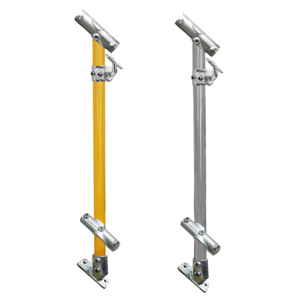 Through Stanchion with Angled Base Plate 37° - Offset - Galvanised Or Yellow