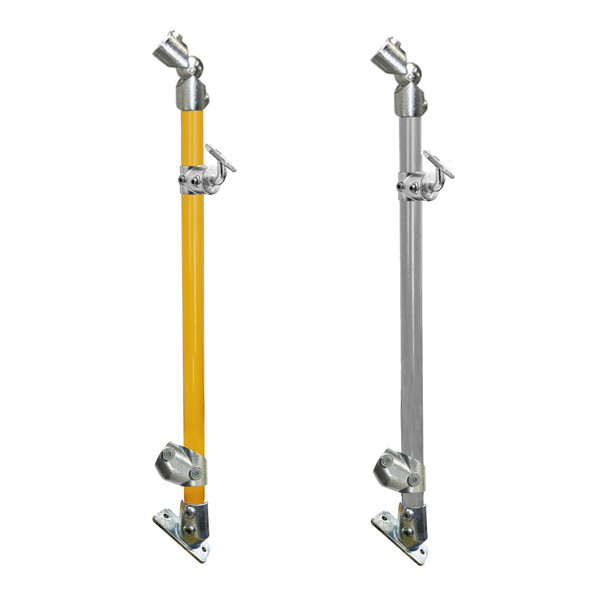 End Stanchion with Angled Base Plate 37° - Offset - Rise - Galvanised Or Yellow