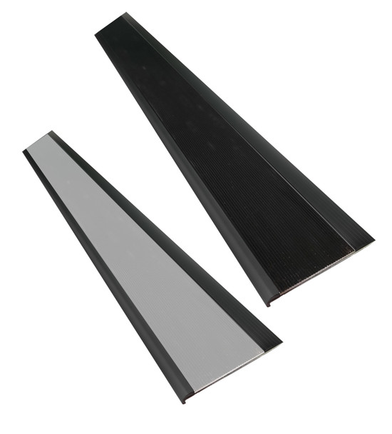 Black Anodised Aluminium Stair Nosing w/ Black OR Silver Aluminium Anti Slip Insert 75mmx10mm - Per Metre