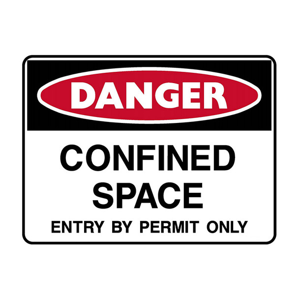 Danger Sign "CONFINED SPACE ENTRY BY PERMIT ONLY" - Self Stick Vinyl
