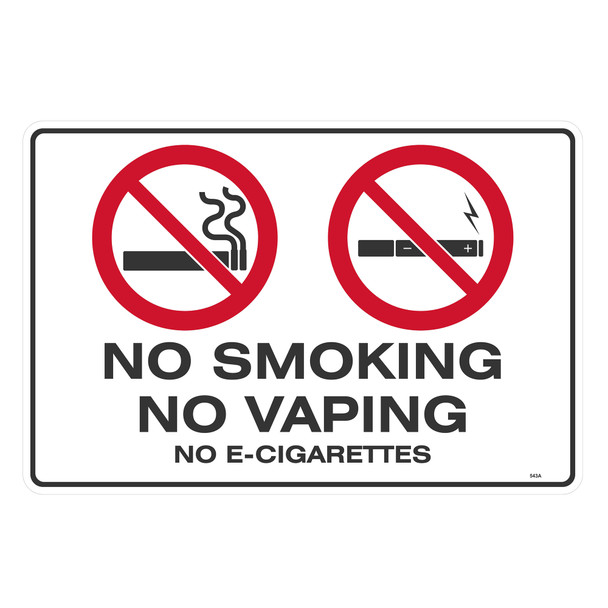 No Smoking No Vaping No E-Cigarette  Sign - Metal - 300mm x 450mm