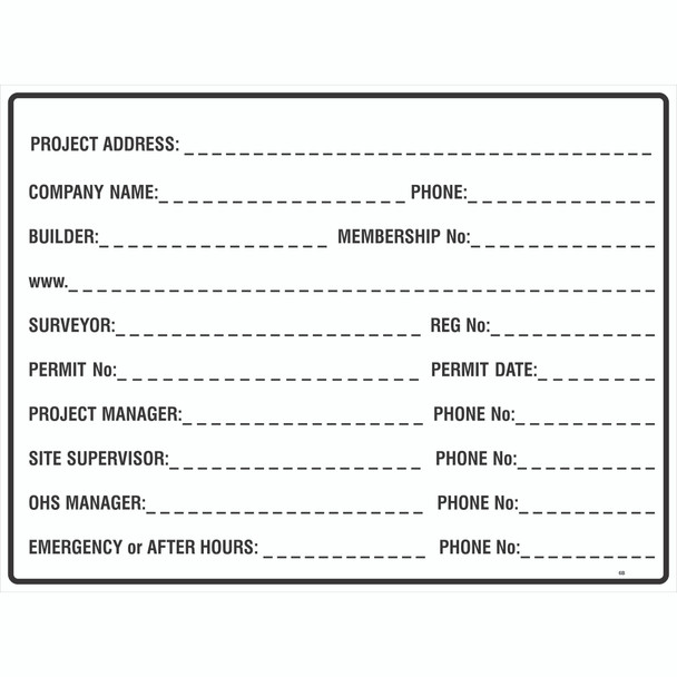 Construction Site Office Sign "Site Details" (450mm x 600mm) - CORFLUTE