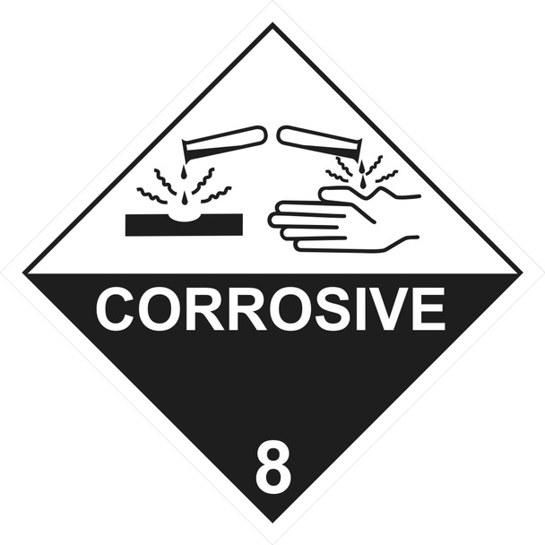 HAZCHEM Sign 8 Corrosive (270MM) Diamond - Metal