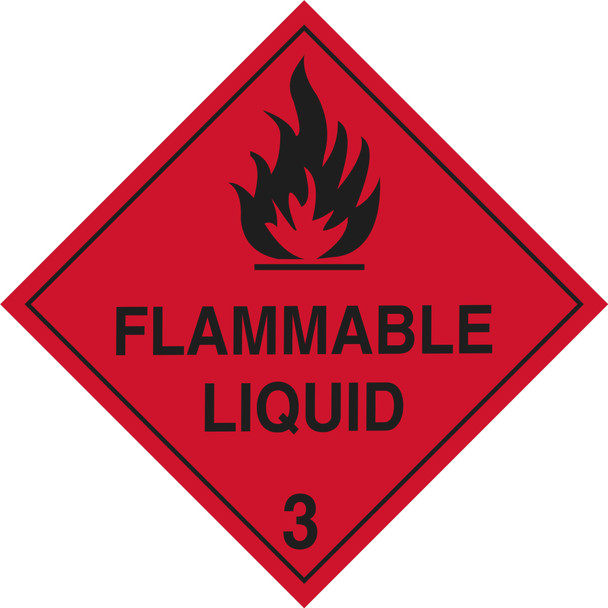 HAZCHEM Sign 3 Flammable Liquid (250MM) Diamond - Metal, Poly OR Self Stick Vinyl