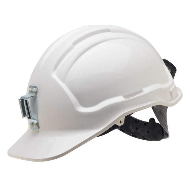 Vented Hard Hat with Sliplock Harness & Metal Lamp Bracket