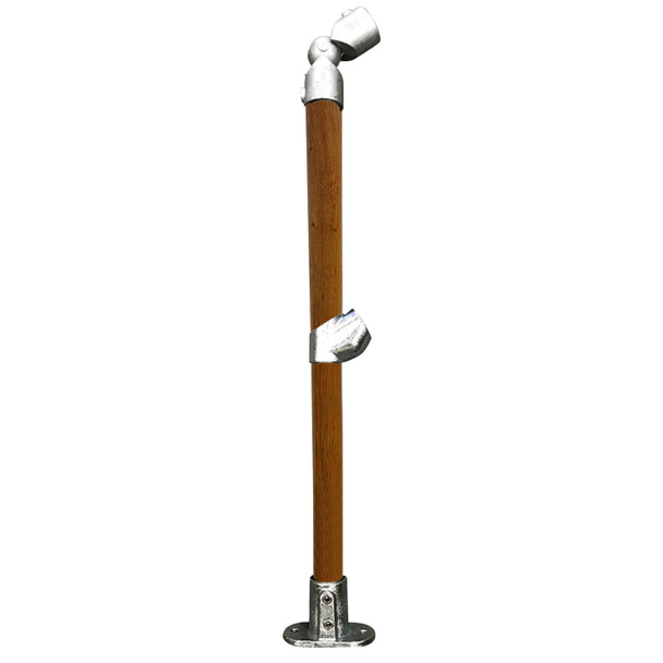 Ezyrail - End stanchion (Rise) w/ Straight Angle Base Fixing Plate 23°- 30° Fittings - Timber Look