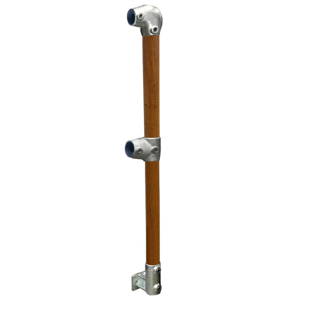 Ezyrail - End Stanchion (Fall) w/ Rail Mount Fixing Plate - 0°- 11° - Timber Look