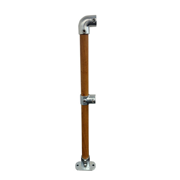 Ezyrail - End stanchion w/ Base Fixing Plate - Timber Look