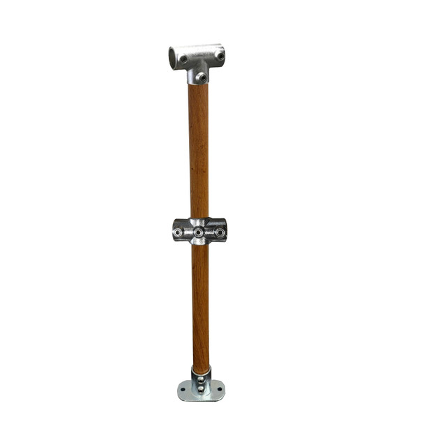 Ezyrail - Through stanchion w/ Base Fixing Plate - Timber Look