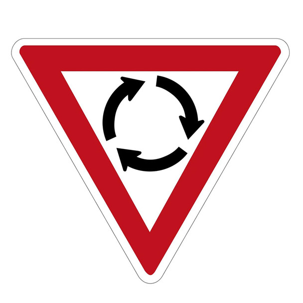 Roundabout Ahead Sign - Class 1 Reflective Aluminium  - 750mm