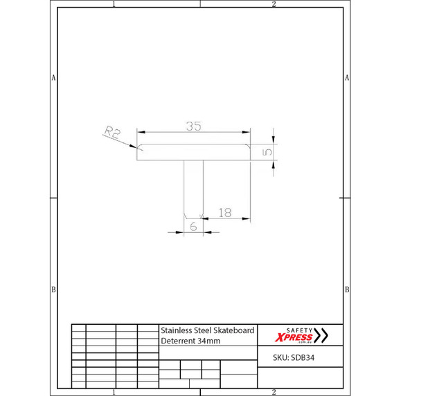 Stainless Steel Skateboard Deterrent 34mm Stainless Steel Skateboard Deterrent 34mm