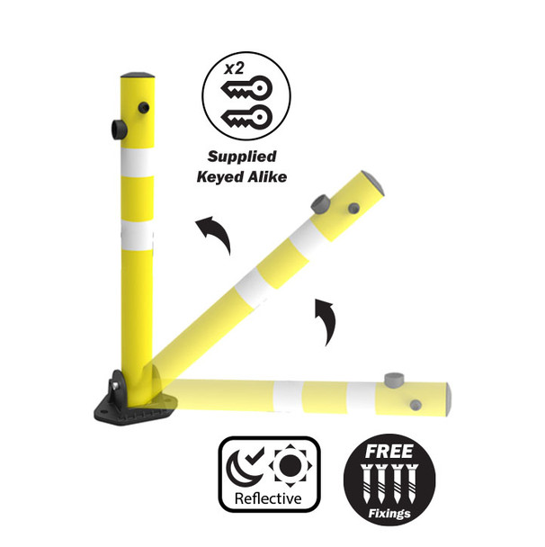 Bollard Fold Down Parking Protector - 650mm x 60mm