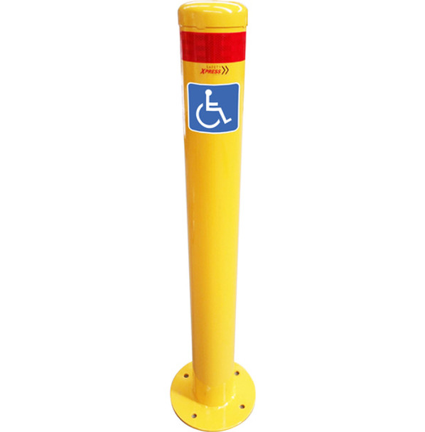 Bollard For Shared Zone Disabled Parking - Surface Mount 140mm x 1300mm High