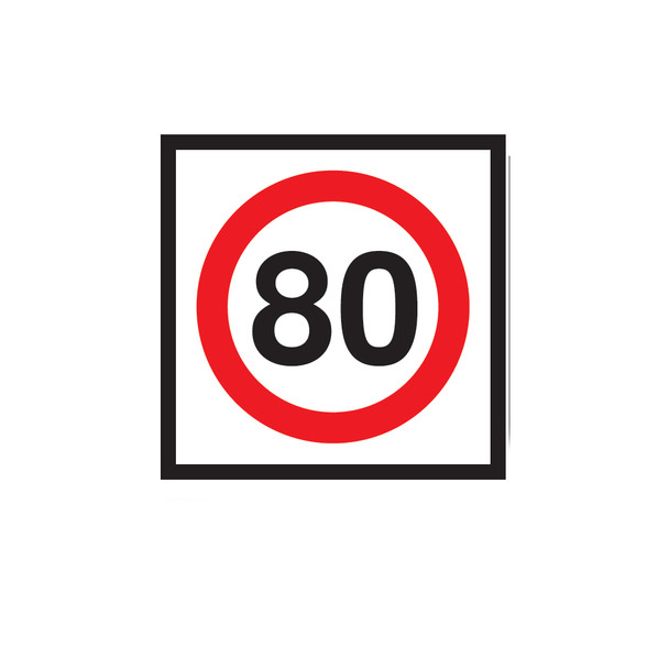 80km Speed Restriction Sign (600mmx600mm) - Corflute