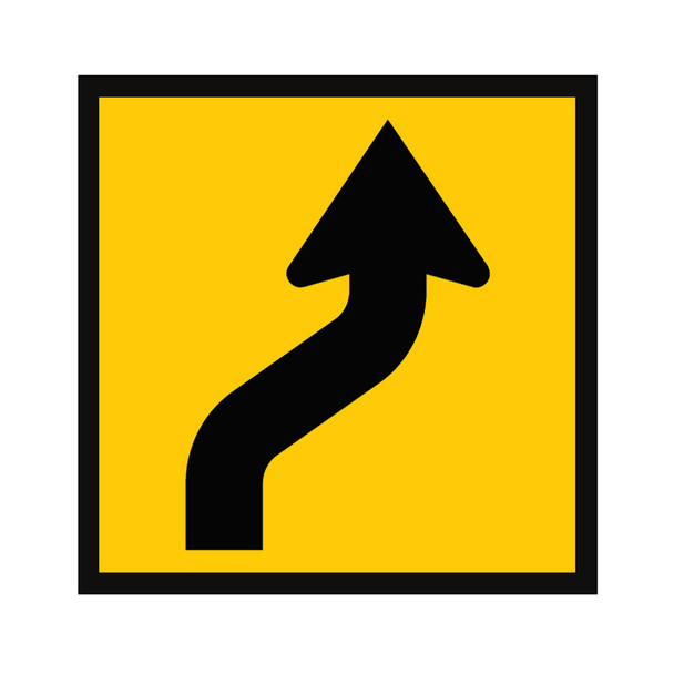 Lane Status - 1 lane right veer right  - Symbol (600mmx600mm) - Corflute