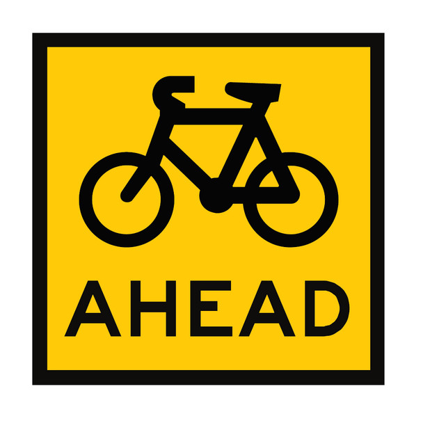 Bicycle Ahead - Symbol (600mmx600mm) - Corflute