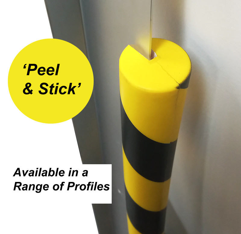 Foam Impact Protection Edge Strip Self Adhesive Back Cylinder with Push Fit Safety Xpress
