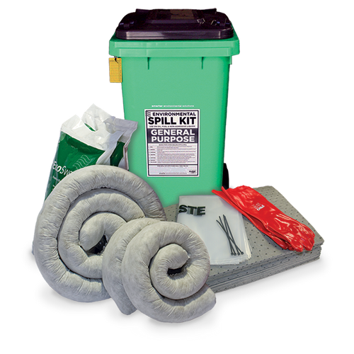 120L General Purpose Spill Kit Comes in Wheelie Bin Safety Xpress