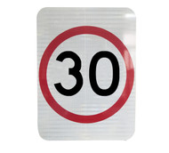 30km Speed Restriction Sign (450mm x 600mm) - Class 1 Reflective Aluminium