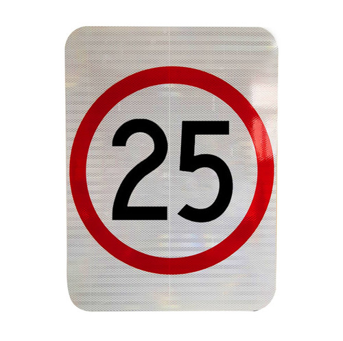 25km Speed Restriction Sign (450mm x 600mm) - Class 1 Reflective ...