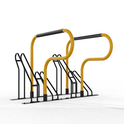Bike Rack - P-Style Surface Mounted - Yellow Powdercoated | Safety Xpress